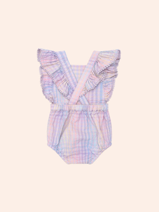 Rainbow Check Frill Playsuit