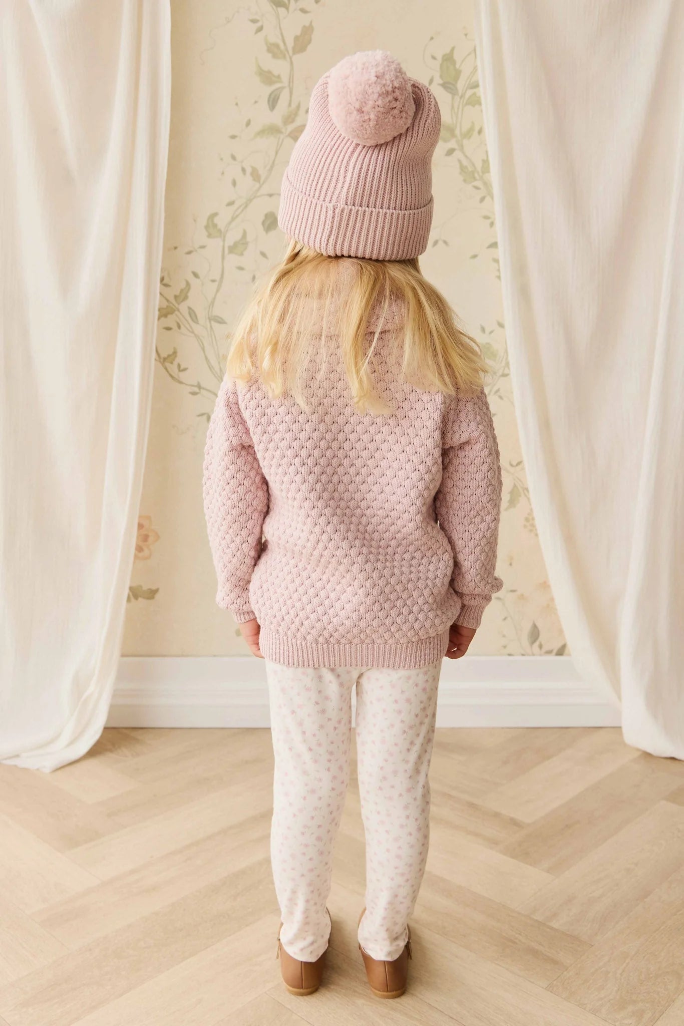 Maple Cardigan | Pastel Pink Marle