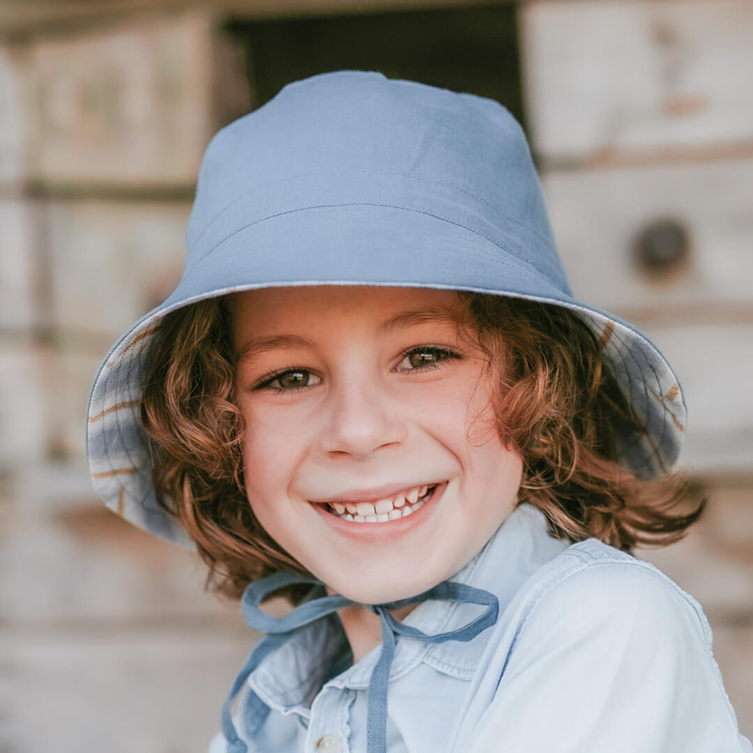SIZE 3-6Y Linen Reversible Bucket Hat | Spencer/Steele