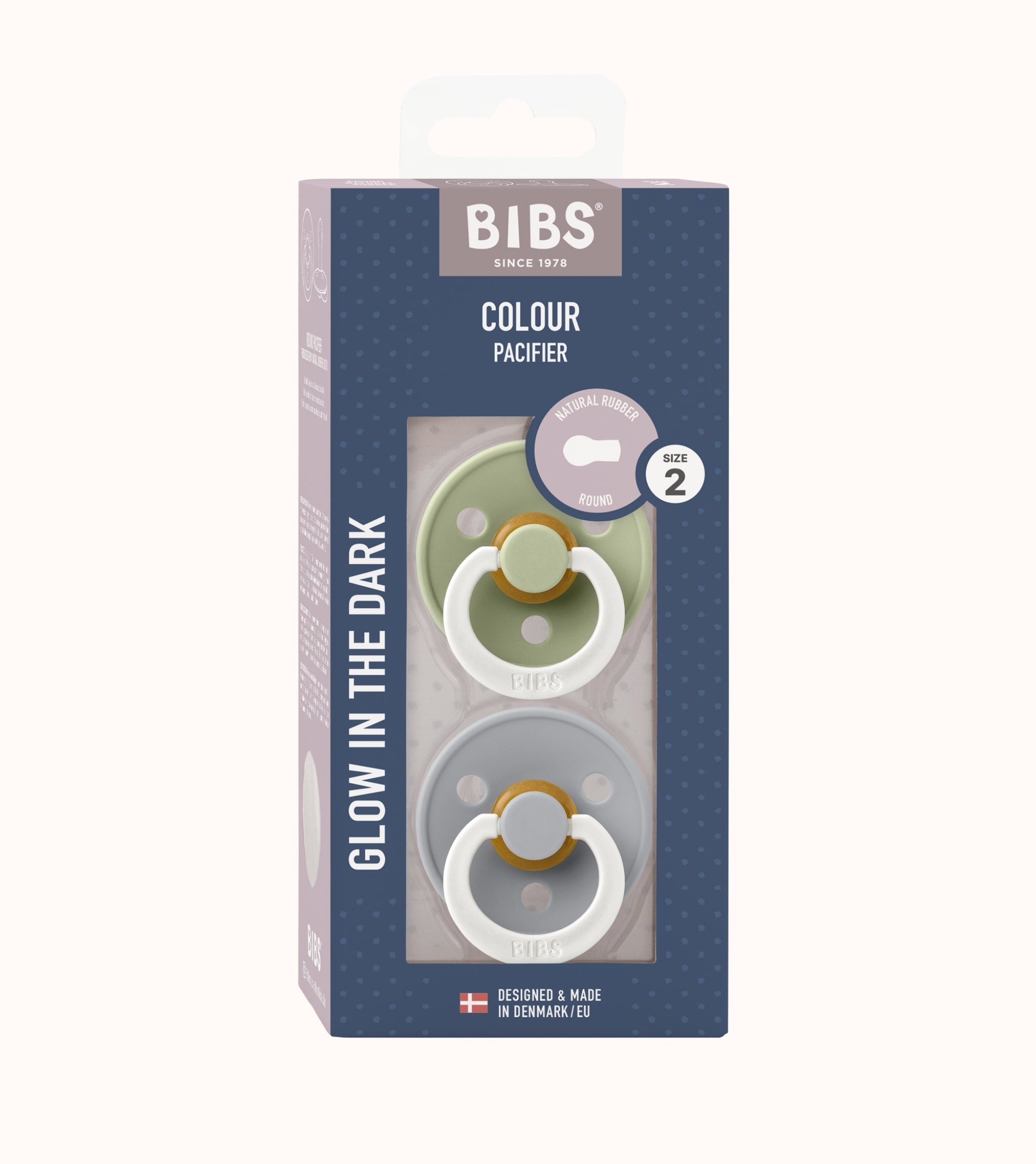 BIBS Round Glow Dummies Sage/Cloud