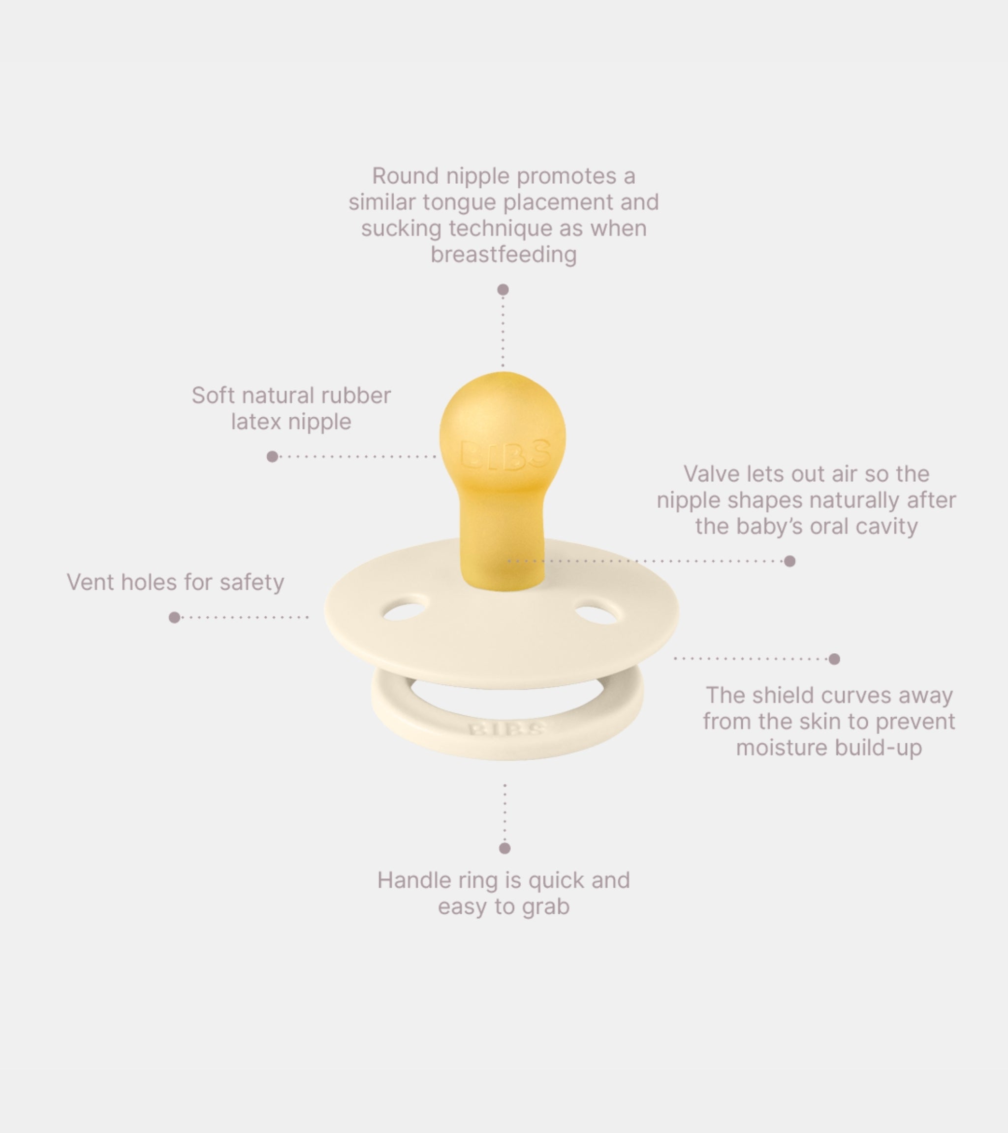 BIBS Round Glow Dummies Iron/Baby Blue