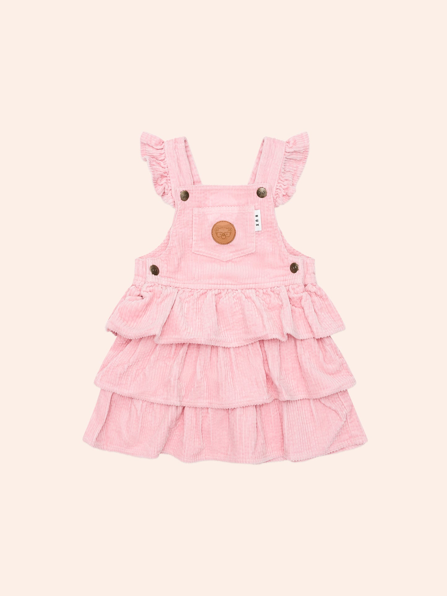 Blush Cord Tiered Overall Dress