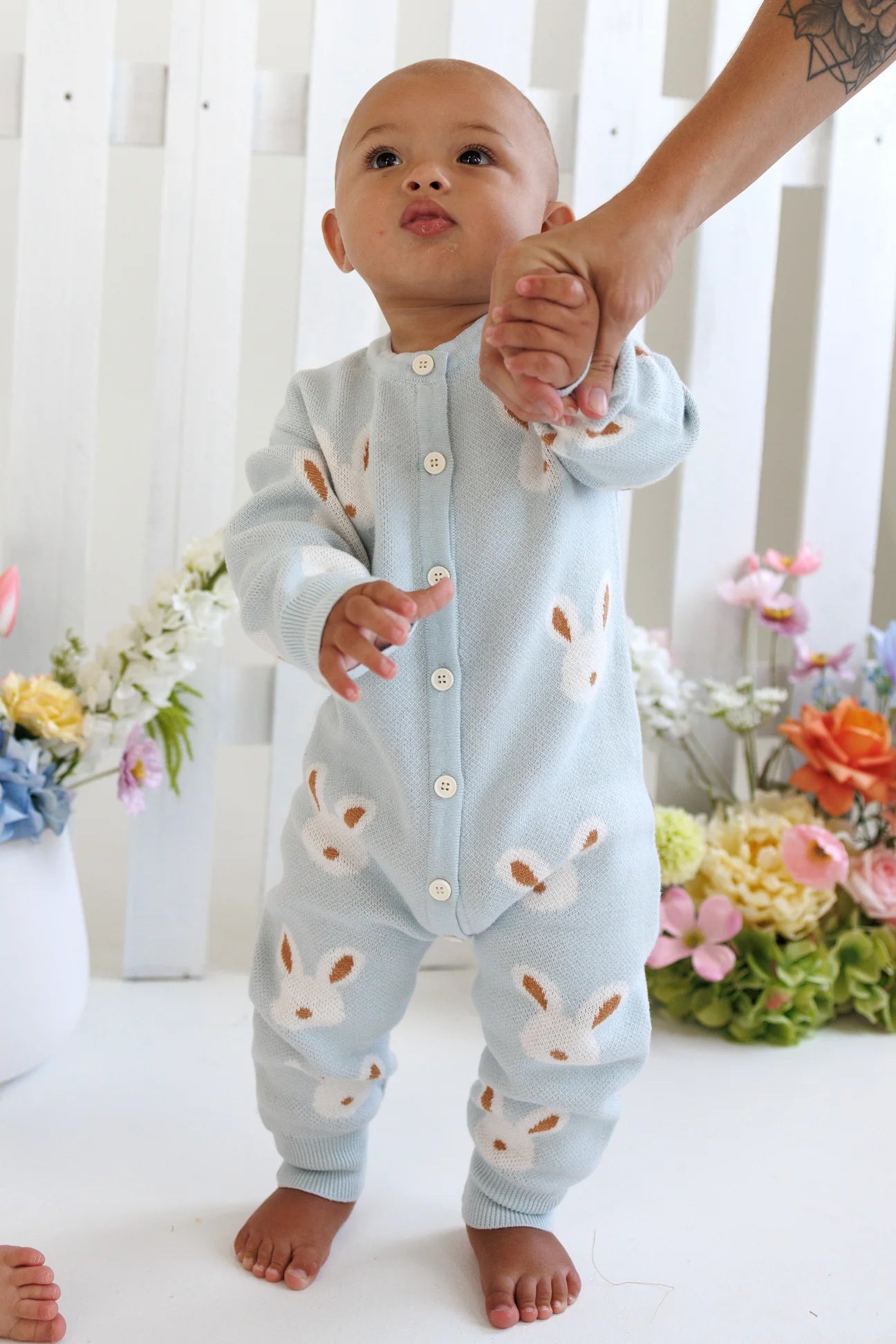 Sunny Blue Knit Romper