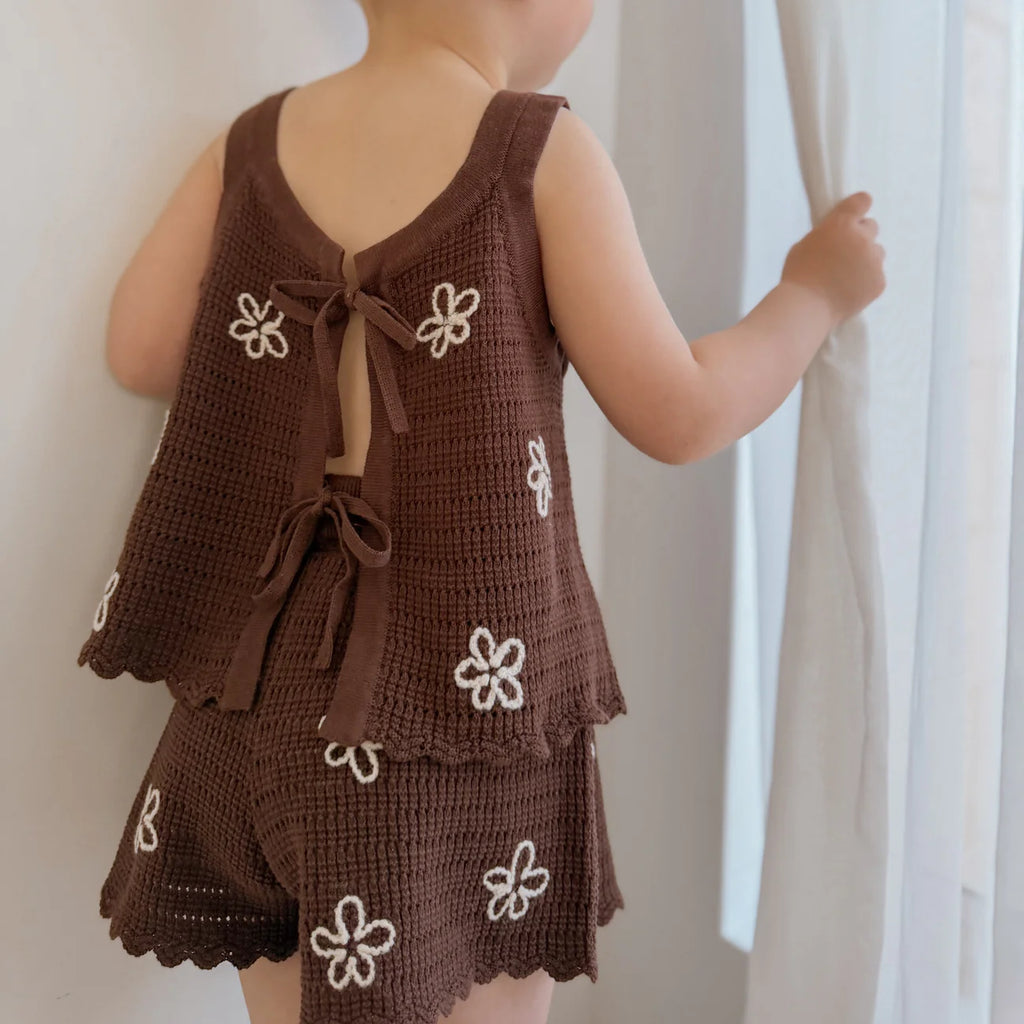 Daisy Knit Tie Set Espresso