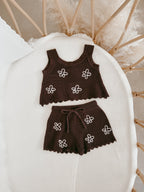 Daisy Knit Tie Set Espresso