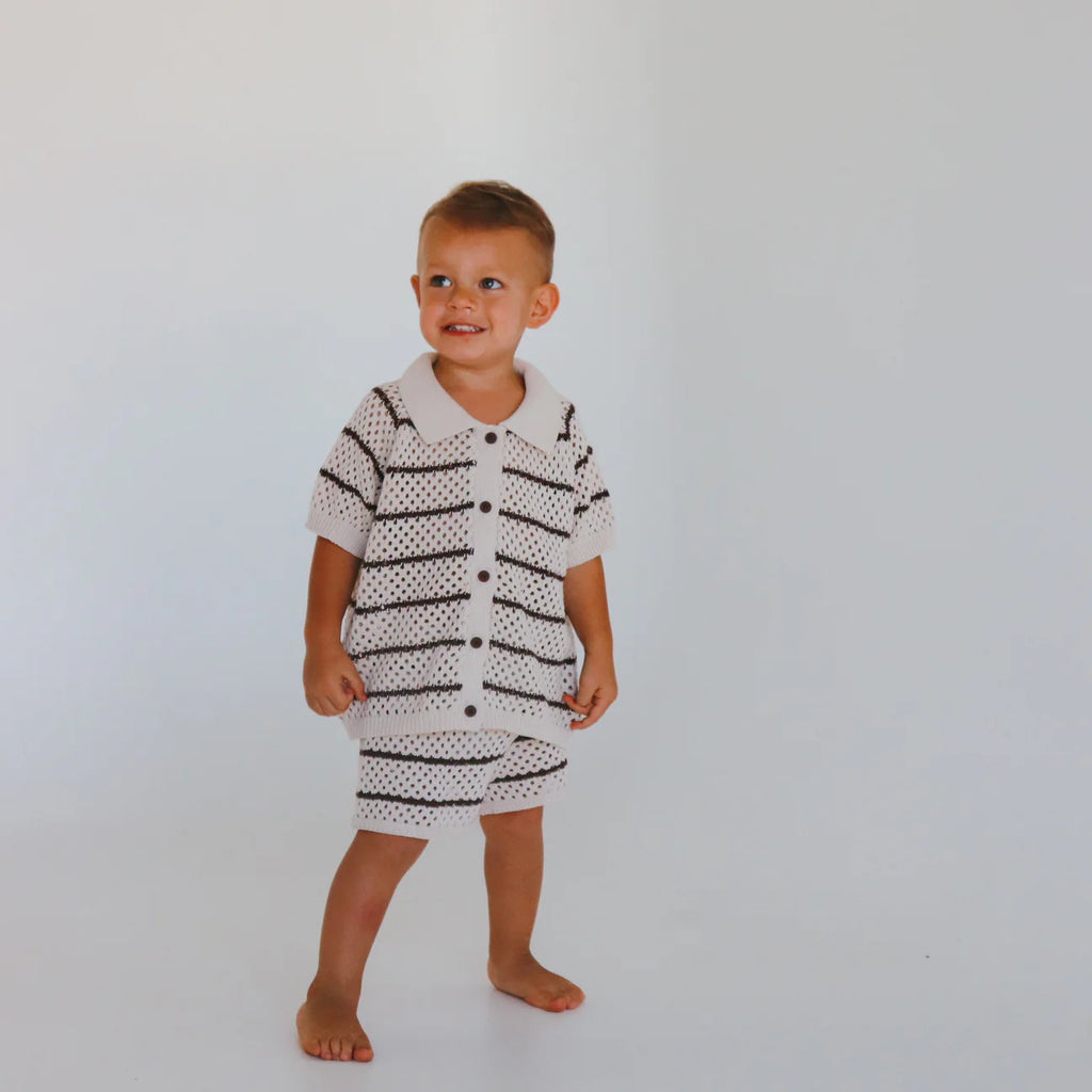 Espresso Stripe Button Down Set