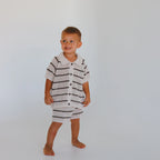 Espresso Stripe Button Down Set