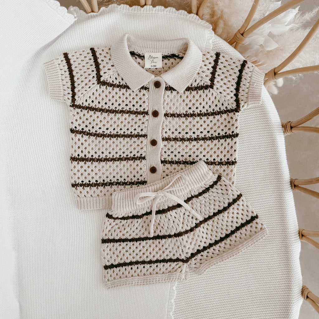 Espresso Stripe Button Down Set