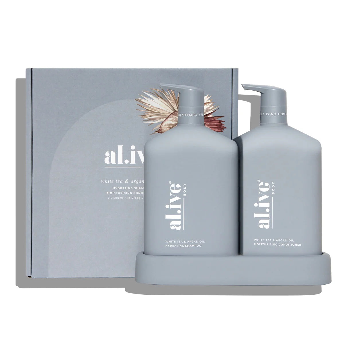 SHAMPOO & CONDITIONER DUO + TRAY - WHITE TEA & ARGAN OIL