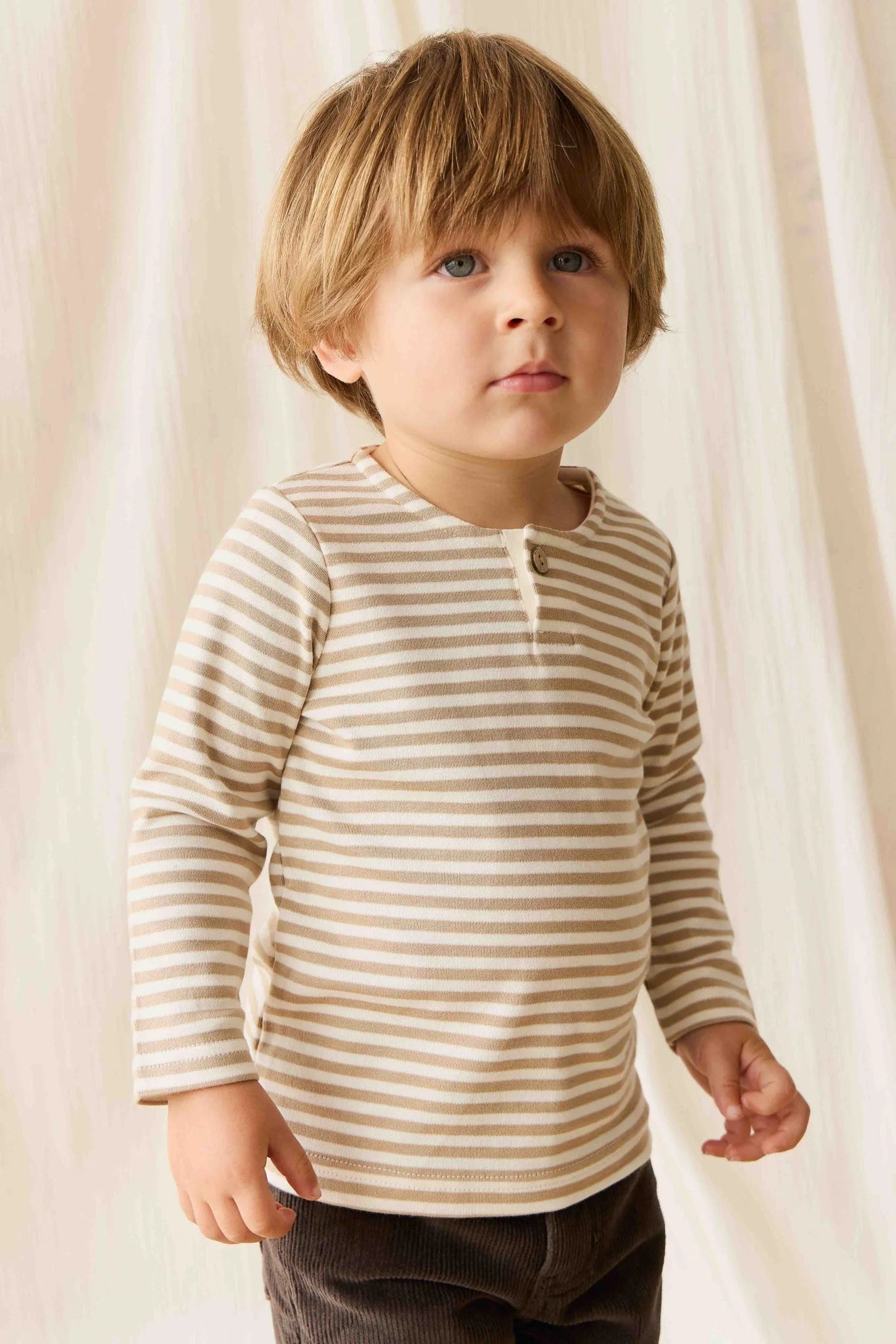 Pima Cotton Shae Top | Slim Stripe Brioche/Cloud