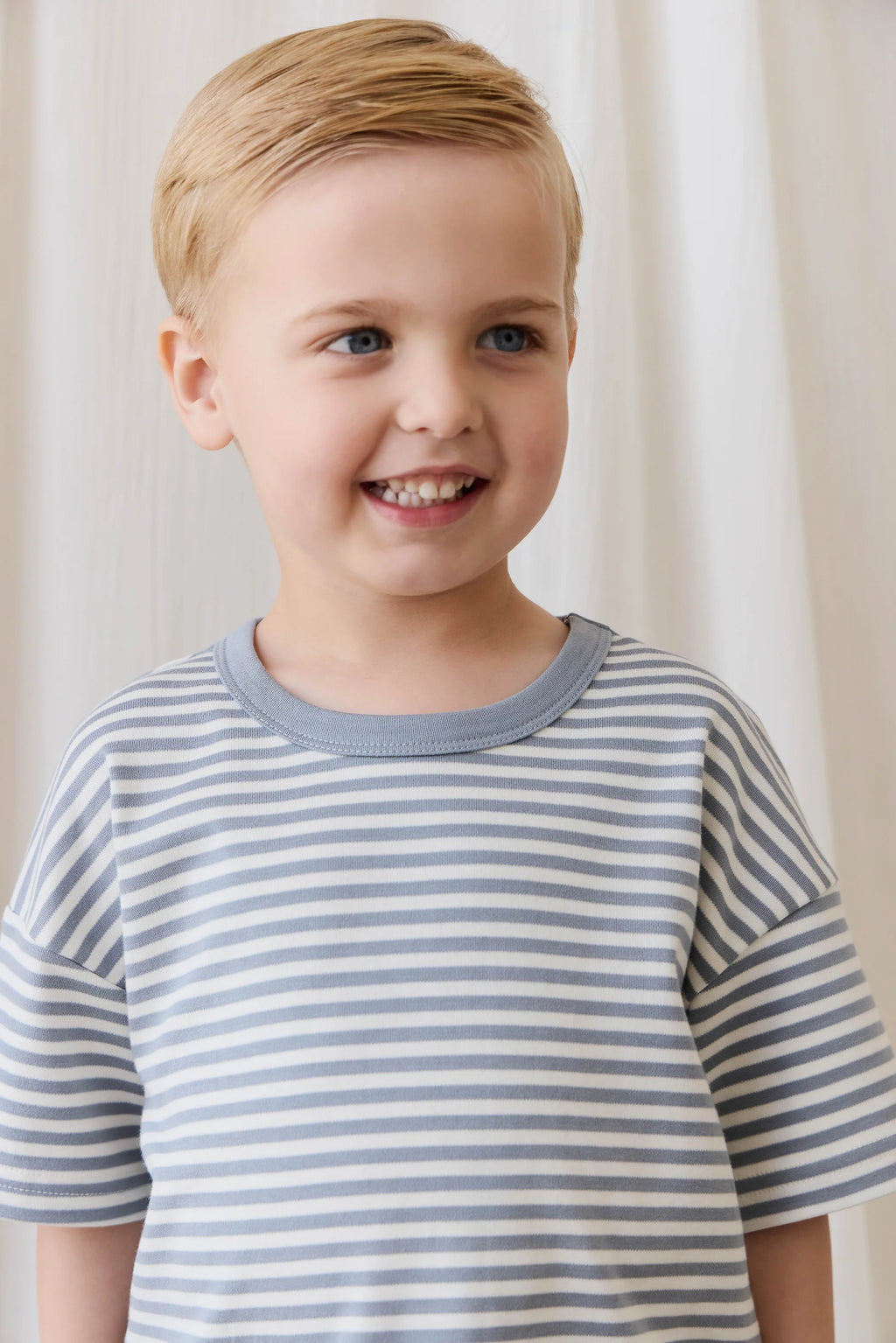 Pima Cotton Wesley Tee Narrow Stripe Dawn/Cloud