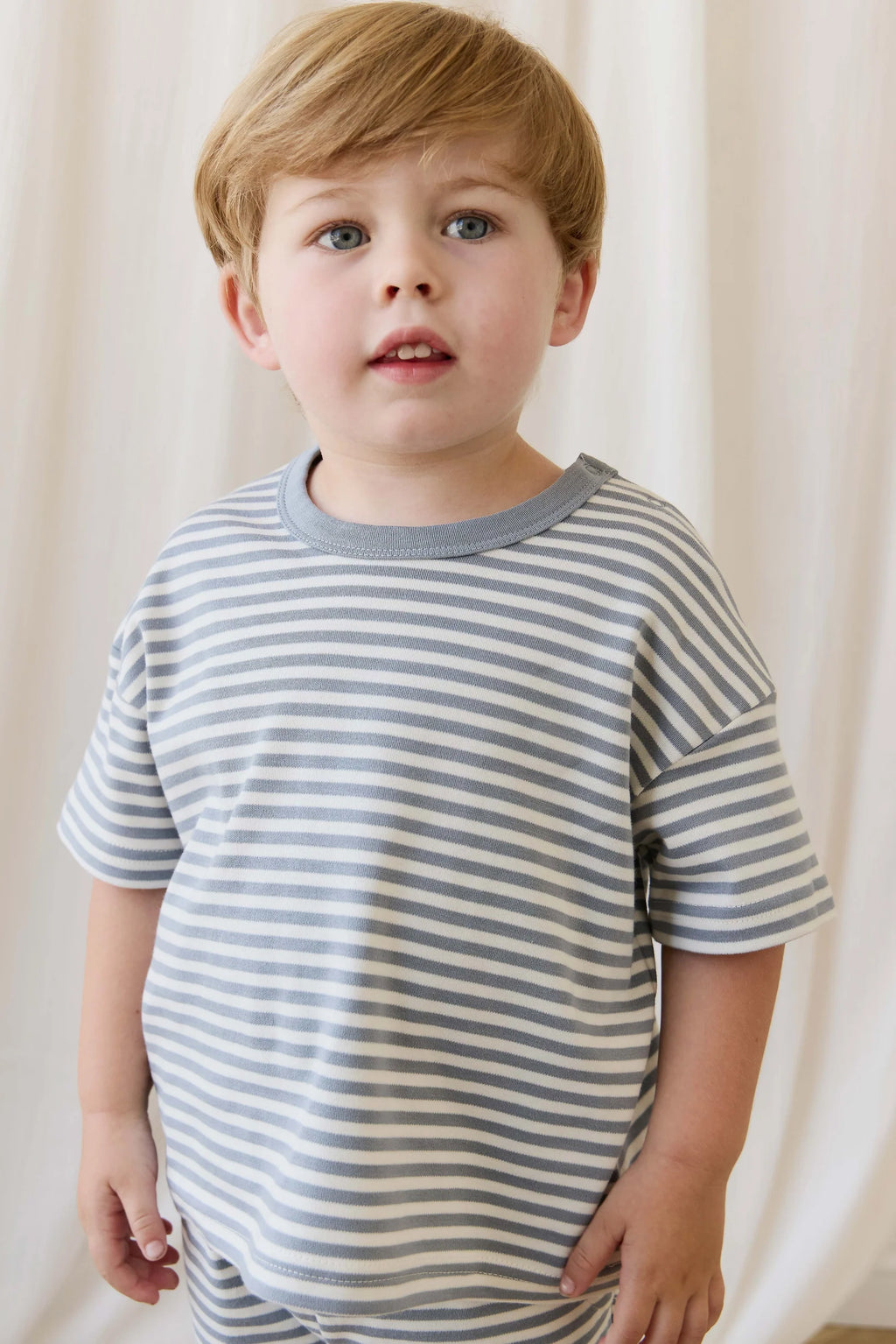 Pima Cotton Wesley Tee Narrow Stripe Dawn/Cloud