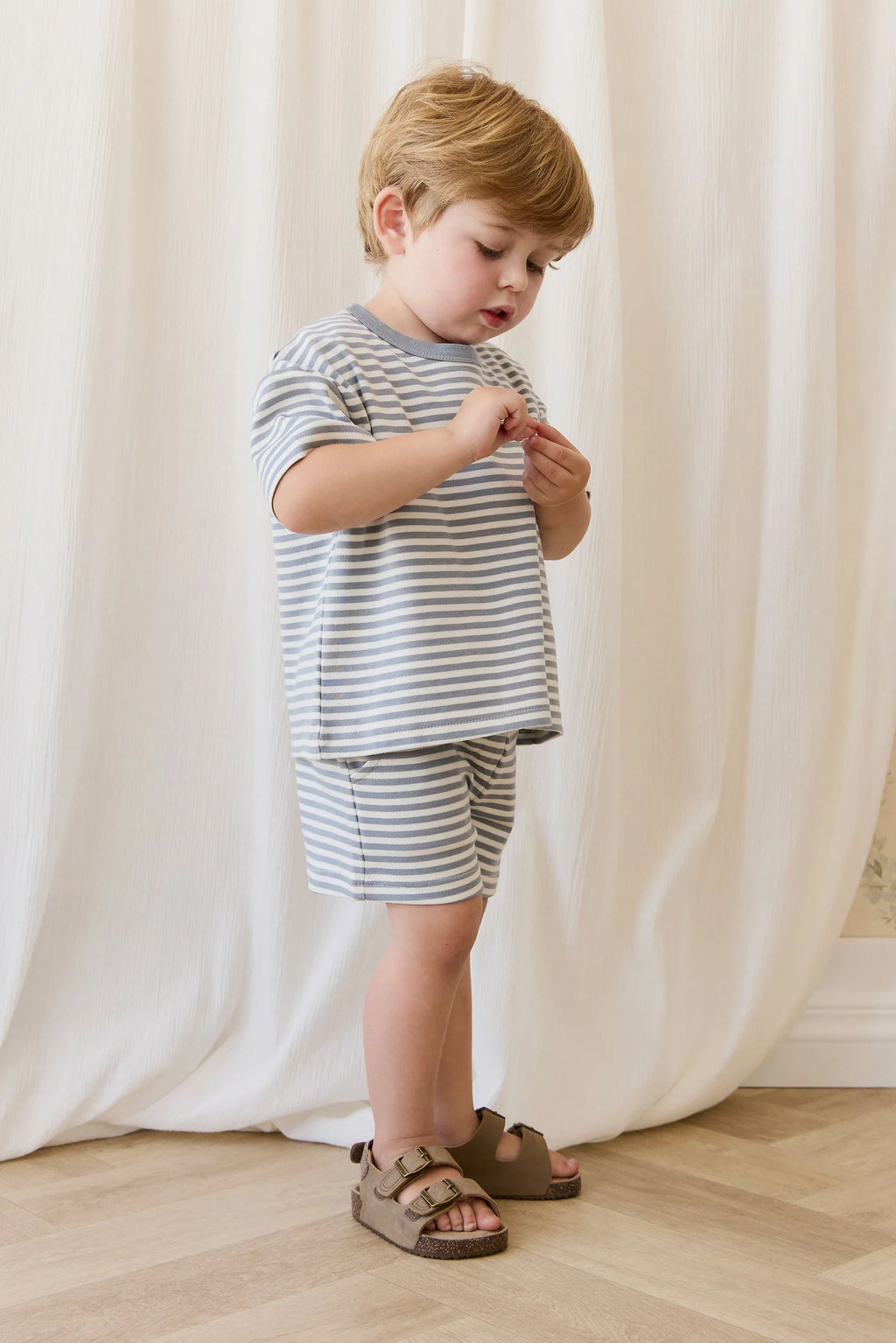 Pima Cotton Wesley Tee Narrow Stripe Dawn/Cloud