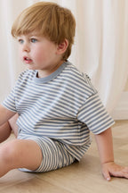 Pima Cotton Wesley Tee Narrow Stripe Dawn/Cloud