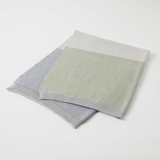 Block Stripe Blanket | Demin/Sage