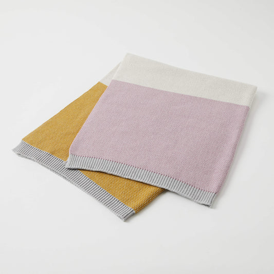 Block Stripe Blanket | Pink/Mustard