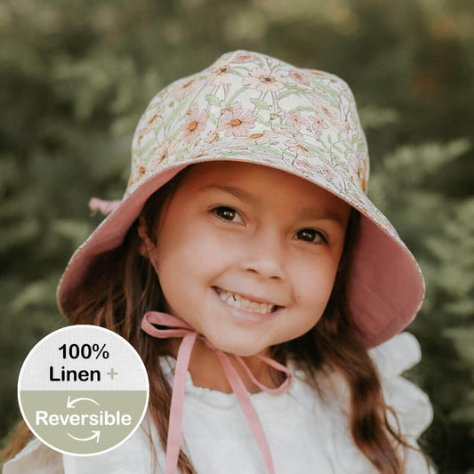Linen Reversible Bucket Hat | Poppy/Rosa