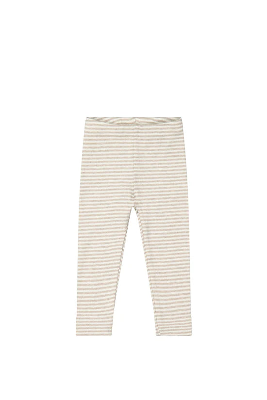 SIZE 2 AND 3 | Organic Cotton Fine Rib Legging | Jean Stripe Sand