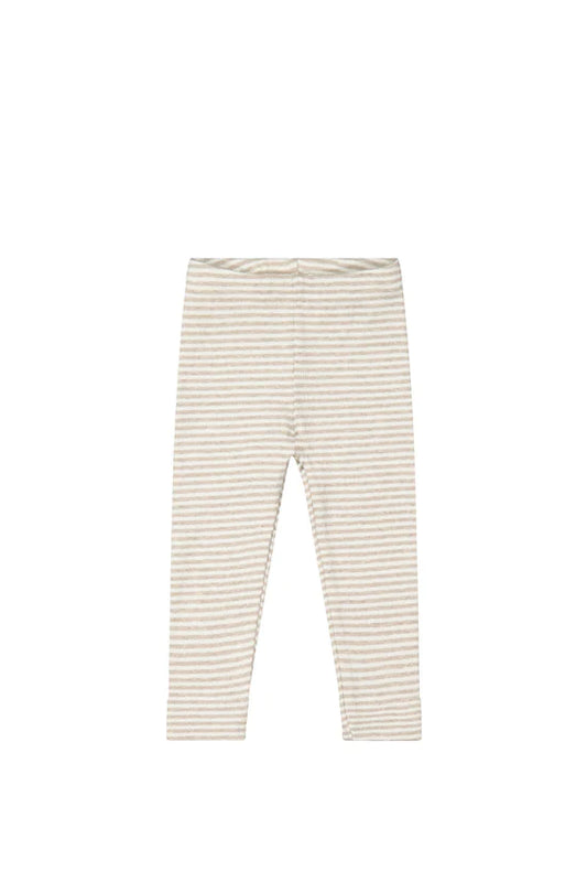 SIZE 2 AND 3 | Organic Cotton Fine Rib Legging | Jean Stripe Sand