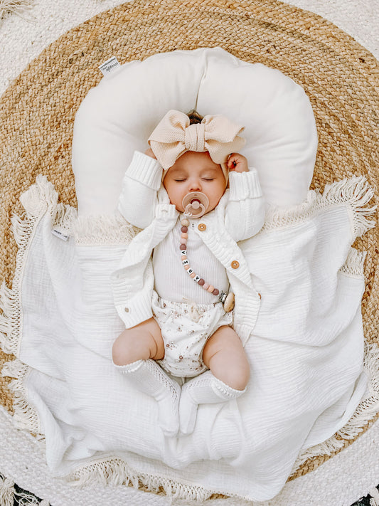 'Cream with Natural Fringe' Double Layer Swaddle