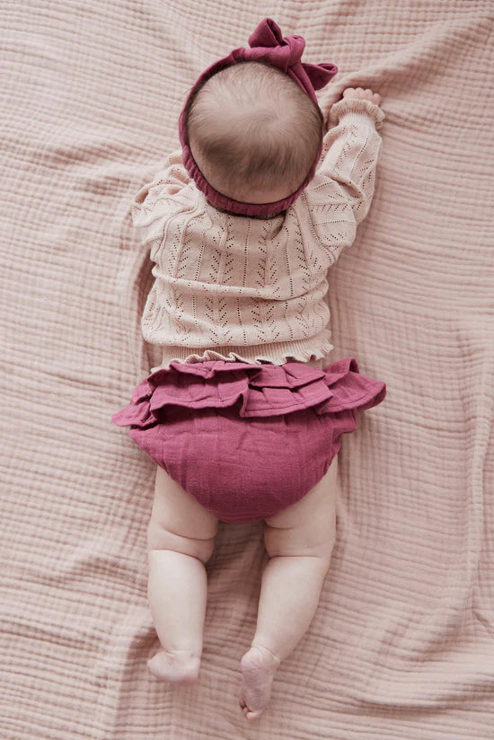 Organic Cotton Muslin Bloomer | Raspberry Pink