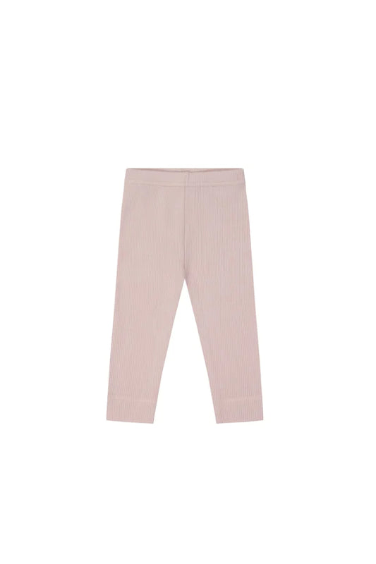 Organic Cotton Fine Rib Legging | Powder Pink